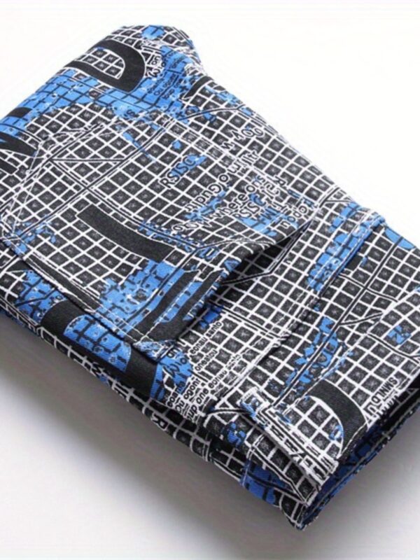 Men's Slim Fit Jeans - Streetwear Pants with Digital Grid Pattern in Blue/Black/White/Gray/, Zipper Closure, Machine Washable All-Season Jeans for Urban Fashion & Casual Attire, Versatile Clothing, Modern Design, Flexible Material, Trendy Bottoms, Young Adults
