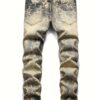 product-Fancyalgo-VirtualModelMatting-681eaba09b93ff67edd0ecfe1ec7dcf2 Men's Casual Star Pattern Ripped Jeans, Chic Street Style Stretch Denim Pants