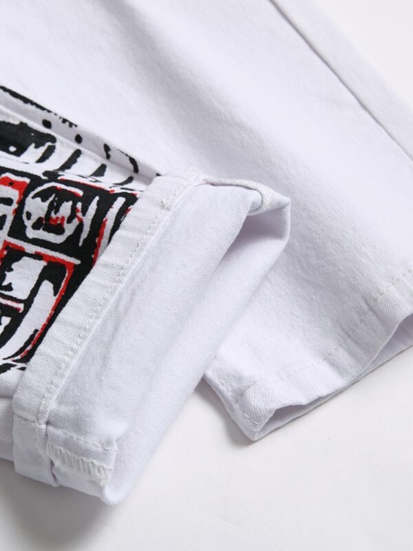 Men'S Slim-Fit Jeans - Stretchy Black Denim with Bold "AIR" Print, Casual Spring/Fall Style, Regular Fit, Machine Washable, Casual Wear Pants | Bold Print Jeans | Stretchy Fabric