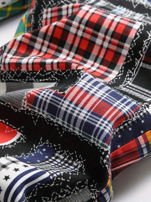 product-Fancyalgo-VirtualModelMatting-73d60ef808f426276ac417e817ad4428 Men's Skinny Jeans - Slim Fit Pants with Multi-Color Plaid Patterns (Red/Black/White/Blue/Gray/), No Belt Loops, Machine Washable for Party & Casual Attire - Teens & Adults, Streetwear Style, Bold Prints, Quality Stitching, Fashion Bottoms, Young Adults