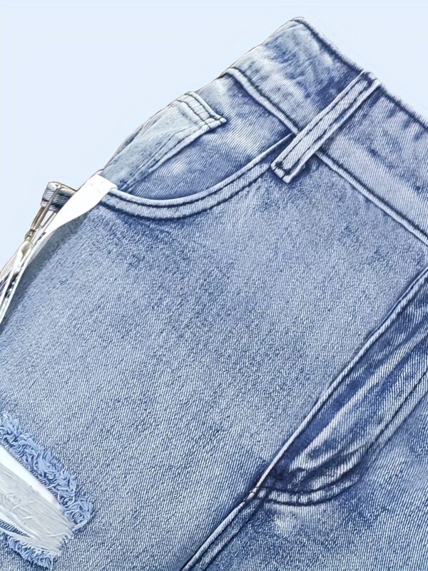 Casual Street Style Bandage And Zipper Decor Jeans, Men's Trendy Denim Pants For Spring Summer