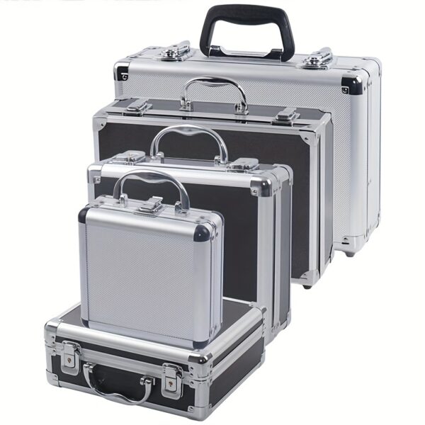 [Durable] Portable Aluminum Toolbox for Secure Equipment Storage, Instrument Case, And Impact-Resistant Sponge Box.