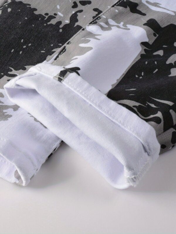 2023 New Arrival Men'S Slim-Fit Stretch Denim Jeans with Camo Print - White, Black & Gray, Casual Streetwear Style, Comfortable Outdoor Hiking Pants for All Seasons, Hiking Pants, Trendy Streetwear, Medium Elasticity