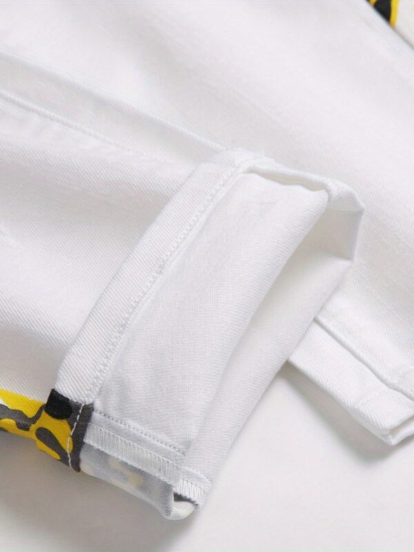 Camouflage Pattern Slim Fit Jeans, Men's Casual Slightly Stretch Street Style Slant Pockets Denim Jeans For Spring Summer