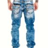 product-Fancyalgo-VirtualModelMatting-f1ee78471bfd5bd82bd1ce571af30424 Men's Slim-Fit Straight-Leg Jeans - Classic Blue Denim Pants, All-Season Everyday & Formal Wear, Easy-Care Hand Washable Jeans for Men, Casual Streetwear