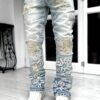 product-Fancyalgo-VirtualModelMatting-fab6603fcf0bfefcf623dcd4c503f098 Men's Straight Jeans with Leather And Embroidered Letters