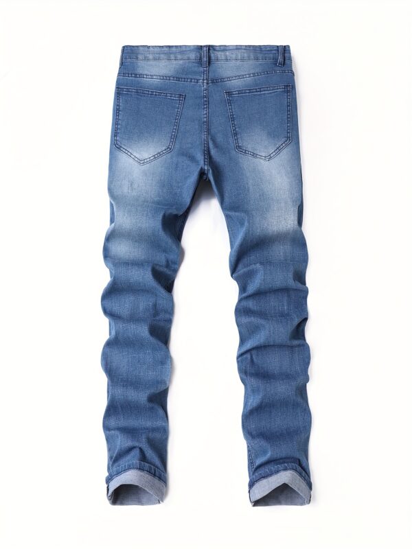 product-fancy-002cfed7-0121-433e-b209-ccc95ce1a5a0 Men's Stretchy Jeans with Ripped Holes - Trendy and Versatile Long Pants