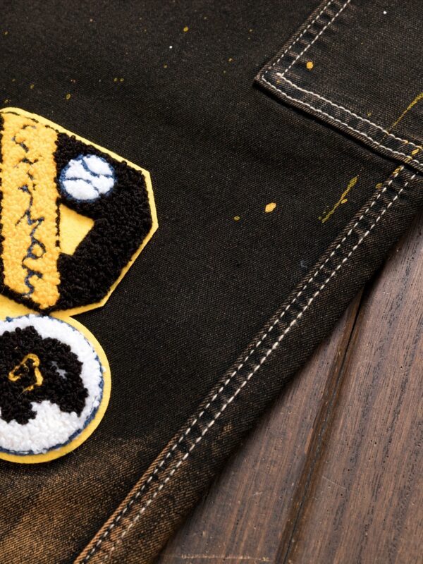 Hip-Hop Punk Style Trendy Paint-Splatter Embroidery Slim Fit Straight-Leg Jeans for Men