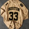 product-fancy-04e6a481-5828-464f-a668-c1342370fc66 Men'S Boston 33 Jersey T-Shirt - Pink Casual Summer Tee with Black Number & Letter Print, Loose Fit Round Neck Tshirt for Adults, Fan Apparel, Comfortable Clothing, Durable Fabric, Perfect for Outdoor