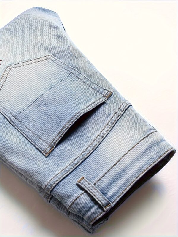 Men's Patchwork Embroidered Slim-Fit Stretch Denim Jeans For Outdoor Activities