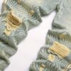 Men's Stylish Ripped Jeans - Casual Denim with Distressed Detail, Machine Washable, Non-Stretch Fabric, All-Season Wear