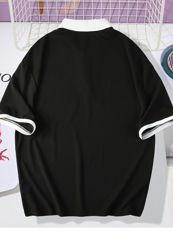 Men'S Chicago 23 Basketball Jersey Polo Shirt - Black with White Lettering, Casual Streetwear Style, Short Sleeve, Regular Fit, All-Season Comfort, Basketball Jersey, Casual Top, Streetwear Fashion, Crewneck Shirt, Sports Fan Clothing, Preppy Look