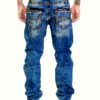 product-fancy-0b0447d8-9b6e-4996-8fb0-5c5271793cc5 Men's Slim-Fit Straight-Leg Distressed Blue Washed Jeans - Heavy-Duty Stretch Denim, All-Season Comfort, Classic 5-Pocket Design & Frayed Hem for Casual & Semi-Formal Wear (Hand Washable) - Versatile Streetwear to Office Style