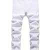 product-fancy-0c401b32-2b69-45f5-a0d7-4ed0f896df2b Men'S Trendy White Distressed Straight-Leg Jeans - Casual Ripped Denim Pants with Frayed Details, Non-Stretch Fabric, Regular Fit for All-Season Wear, Allseason Jeans | Casual Style | Nonstretch Fabric