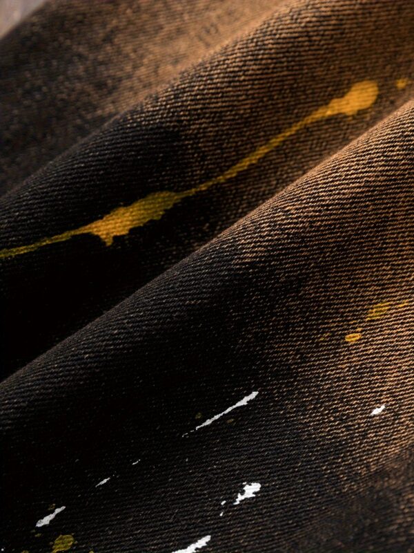 Hip-Hop Punk Style Trendy Paint-Splatter Embroidery Slim Fit Straight-Leg Jeans for Men