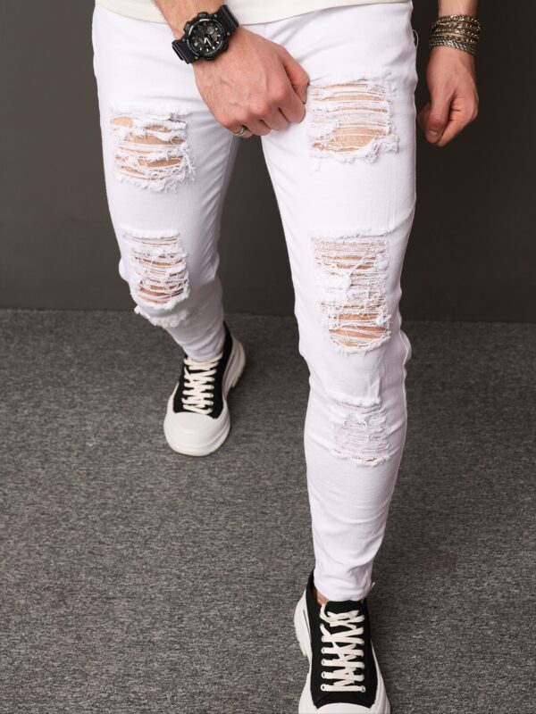 product-fancy-122de061-9cee-4962-badb-2af0a346c3bc Men's Slim-Fit Straight-Leg White Jeans - Stretch Comfort Mid-Rise Office Commuter Pants, Machine Washable All-Season Casual Trousers for Adults