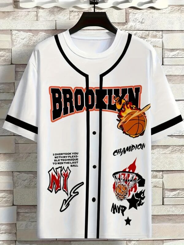 Street Style Men's Summer New Arrival Fashion Casual Short Sleeve Top with 3D Print, 100% Polyester Breathable Mesh Basketball Jersey Sportswear Daily Fashion Leisure Shirt Round Neck Pullover T-Shirt