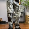 product-fancy-18d1c831-0561-4ee7-b152-d8442e29df75 Retro Blue American Streetwear Graffiti Print Loose Straight-Leg Jeans