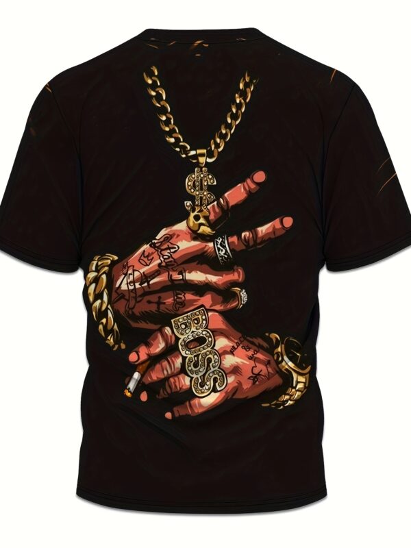 product-fancy-205b41c8-3f62-498e-8cfe-7469a3cdd48f Men's Hands Print T-shirt, Casual Short Sleeve Crew Neck Tee, Men's Clothing For Outdoor