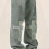Men's Loose Straight-Leg Jeans with Cross Design - Distressed Denim Casual Pants, Machine Washable All-Season Comfort Fit