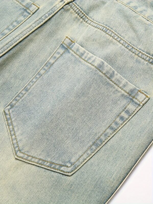 Men's Stylish Ripped Jeans - Casual Denim with Distressed Detail, Machine Washable, Non-Stretch Fabric, All-Season Wear