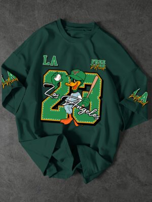 product-fancy-26021328-7140-4f27-9bc6-423eb2559924 Men'S Casual Streetwear T-Shirt with Cartoon Baseball Duck & Number 23 Print - Black, Loose Fit, Short Sleeve, Round Neck, Summer Fashion, Casual Summer Wear | Cartoon Print Tee | Comfortable Fit, Baseball T Shirt, Sportswear Lifestyle, Youth Jersey, Fashionable Sportwear, Comfortable Breathability