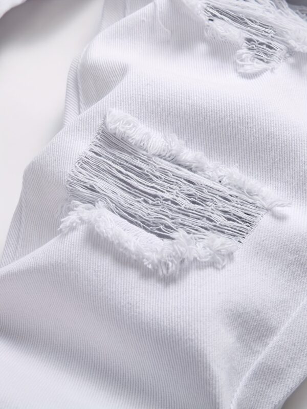 product-fancy-267ad137-674f-4296-973f-2bd4b4c3c037 Men'S Trendy White Distressed Straight-Leg Jeans - Casual Ripped Denim Pants with Frayed Details, Non-Stretch Fabric, Regular Fit for All-Season Wear, Allseason Jeans | Casual Style | Nonstretch Fabric