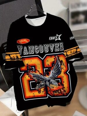 product-fancy-2af7d188-4d47-4108-a9ab-711d0a38c2ec Men's Vancouver 1987 Graphic T-Shirt - Vintage Streetwear Short Sleeve Tee with 3D Eagle & Letter Print, Quick-Dry Summer Shirt for Gym Running Casual Wear, Ideal Birthday Gift for Him