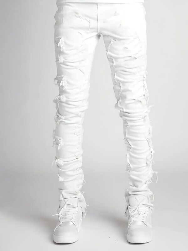 Men's Trendy Stretch Straight-Leg Casual Denim Jeans with Frayed Hem