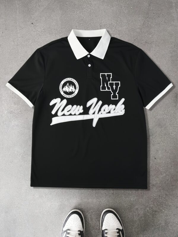 Men'S Chicago 23 Basketball Jersey Polo Shirt - Black with White Lettering, Casual Streetwear Style, Short Sleeve, Regular Fit, All-Season Comfort, Basketball Jersey, Casual Top, Streetwear Fashion, Crewneck Shirt, Sports Fan Clothing, Preppy Look