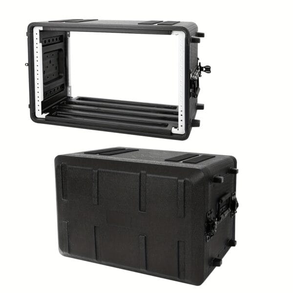 6U Rack Case Shallow 30.48cm Depth, 48.26cm Rackmount Flight Road Travel Case, Protective Hard Case with Customized Foam, Wireless Mic System Storage/Amp/Effect/DJ Mixer