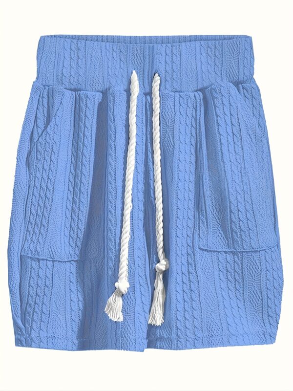 Casual jacquard Men's set: Summer loose short-sleeved knitted top and shorts