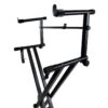 Pro Series Heavy-Duty Portable 2-Tier Keyboard Stand with Locking System & Sturdy A-Frame Design - Heavy-Duty Construction, Adjustable Height, Space-Saving Sturdy Legs for Piano/Keyboards - Ideal for Studios, Performances, Practice - Compatible with Grand/Piano/Stage Pianos (Locking Straps Included) - Sleek Black Color, Sturdy Frame & Legs, Secure Locking Mechanism for Stability & Safety, Keyboard Piano Hanger, Piano Portable Lightweight Stand, Double Layer Keyboard Stand,