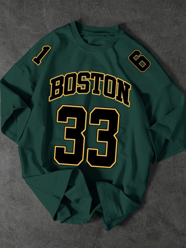 product-fancy-37839fbb-1099-4ace-a666-188e2ac61ae4 Men'S Boston 33 Jersey T-Shirt - Pink Casual Summer Tee with Black Number & Letter Print, Loose Fit Round Neck Tshirt for Adults, Fan Apparel, Comfortable Clothing, Durable Fabric, Perfect for Outdoor