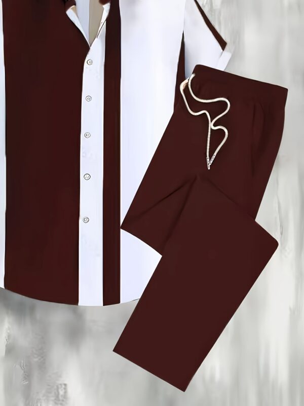 Digital Print Men's Casual Sport Shirt and Pants Set