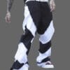 product-fancy-3a909f67-1e46-45bb-9499-a2839e0e2e77 Men'S Black and White Color Block Cargo Pants, Loose Fit Wide Leg Jeans with Raw Wash Detail, Street Style Non-Stretch Denim for All Seasons, Casual Wear Pants | Streetwear Pants | Denim Fabric