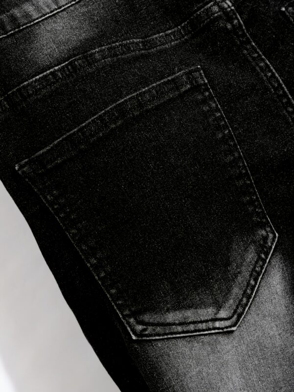 Men's Slim-Fit Stretch Distressed Jeans - Light Wash Blue & Black Ripped Denim with Frayed Hem, Mid-Stretch Comfort, Machine Washable Casual to Semi-Formal Pants for Spring/Fall (Versatile Casual Attire)