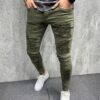 Cross-border New Style Ripped Jeans for Men Slim Fit High Street Trendy Stretch Pants