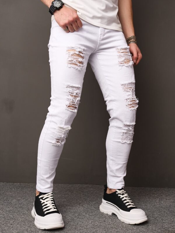 product-fancy-3f6e263d-edac-4a40-b496-1869701fa7fd Men's Slim-Fit Straight-Leg White Jeans - Stretch Comfort Mid-Rise Office Commuter Pants, Machine Washable All-Season Casual Trousers for Adults