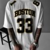 product-fancy-407e8721-8eb6-411c-977b-156a8612d21e Men'S Boston 33 Jersey T-Shirt - Pink Casual Summer Tee with Black Number & Letter Print, Loose Fit Round Neck Tshirt for Adults, Fan Apparel, Comfortable Clothing, Durable Fabric, Perfect for Outdoor