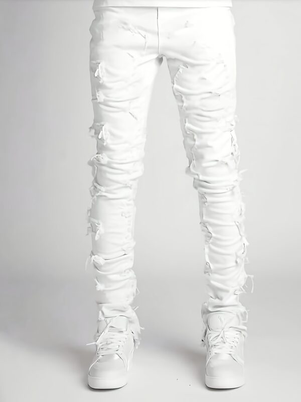 Men's Trendy Stretch Straight-Leg Casual Denim Jeans with Frayed Hem