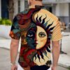 Men'S Summer Short Sleeve Shirt - Vibrant Sun and Moon Design, Casual Button-Up Style, Non-Stretch Fabric, Regular Fit, Perfect for Casual Attire, Summer Casual Wear | Vibrant Print Shirt | Nonstretch Fabric
