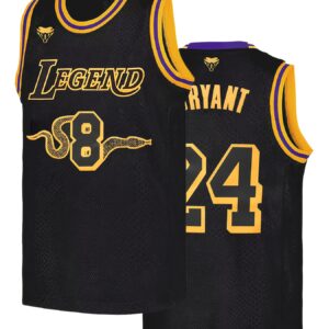 Men's Black Jersey #24 - Tribute Design with Embellished Lettering & Number 8 Emblem, Loose-Fit Retro Sportswear for Training, Outdoor & Casual Wear, All-Season Comfort, Machine Washable (Adult Men)