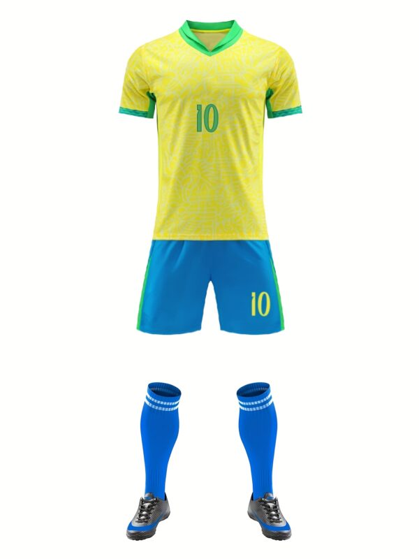 Men's Soccer Sportswear Set - Breathable Moisture-Wicking Quick-Dry Jersey, Shorts & Socks For Football Training & Competition