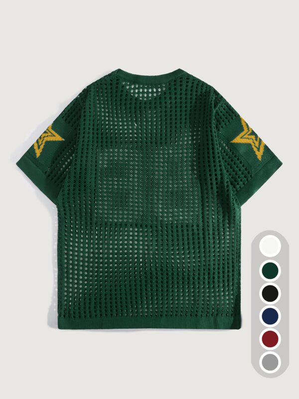 product-fancy-470b1e14-638d-46b1-9aec-57819ad5eedc Men'S Summer Color-Blocked Hollow Star Pattern Street Casual Knitted Jersey