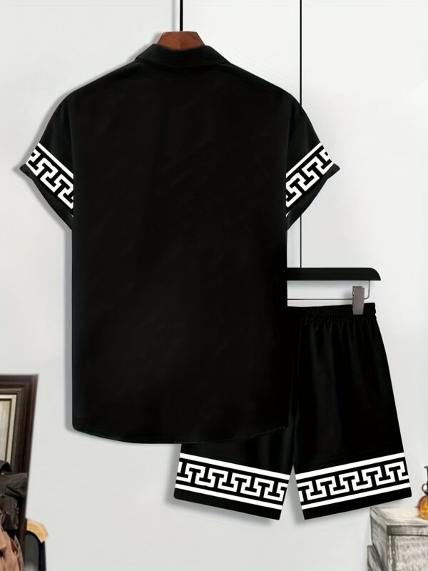 Summer New Men'S Casual Short Sleeve Shirt and Shorts Set, Beach Vacation Style Creative Print Shirt Men'S Wear