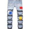 Men's Patchwork Embroidered Slim-Fit Stretch Denim Jeans For Outdoor Activities