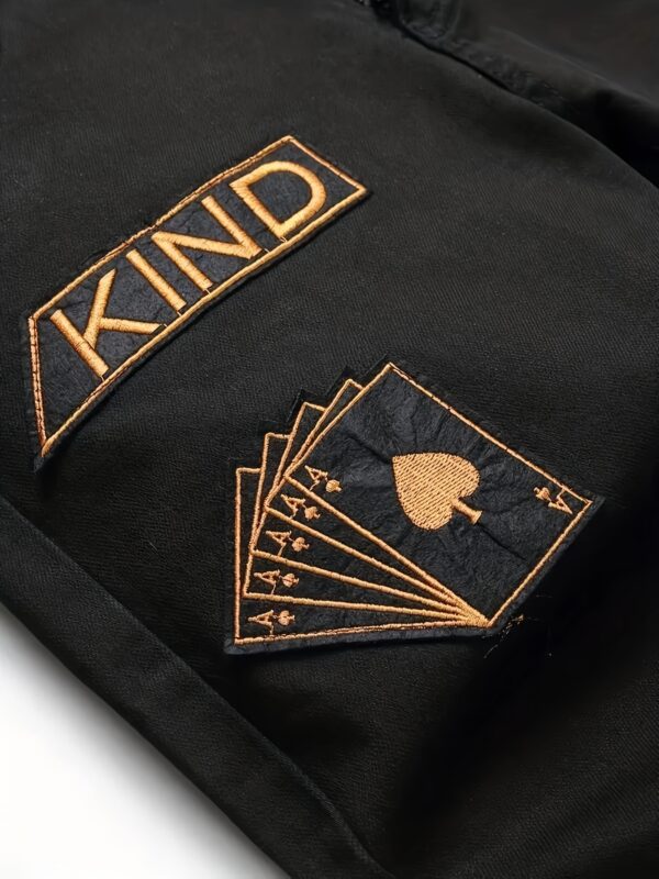 Men'S KING Black Denim Jeans with Golden Lettering - Casual Regular Fit, Washed Blue Jean Style, Comfortable All-Season Wear, Everyday Jeans|Washed Denim Jeans|Durable Jeans