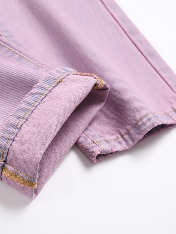 European and American Men's Pink Ripped Slim Fit Straight-Leg Jeans