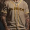 Men's Retro Baseball Jersey - Classic Striped Design, Breathable Stretch Fabric, Embroidered Buttons & New Orleans Print for Training, Games, Parties, Casual Game Clothing, Quality Embroidery